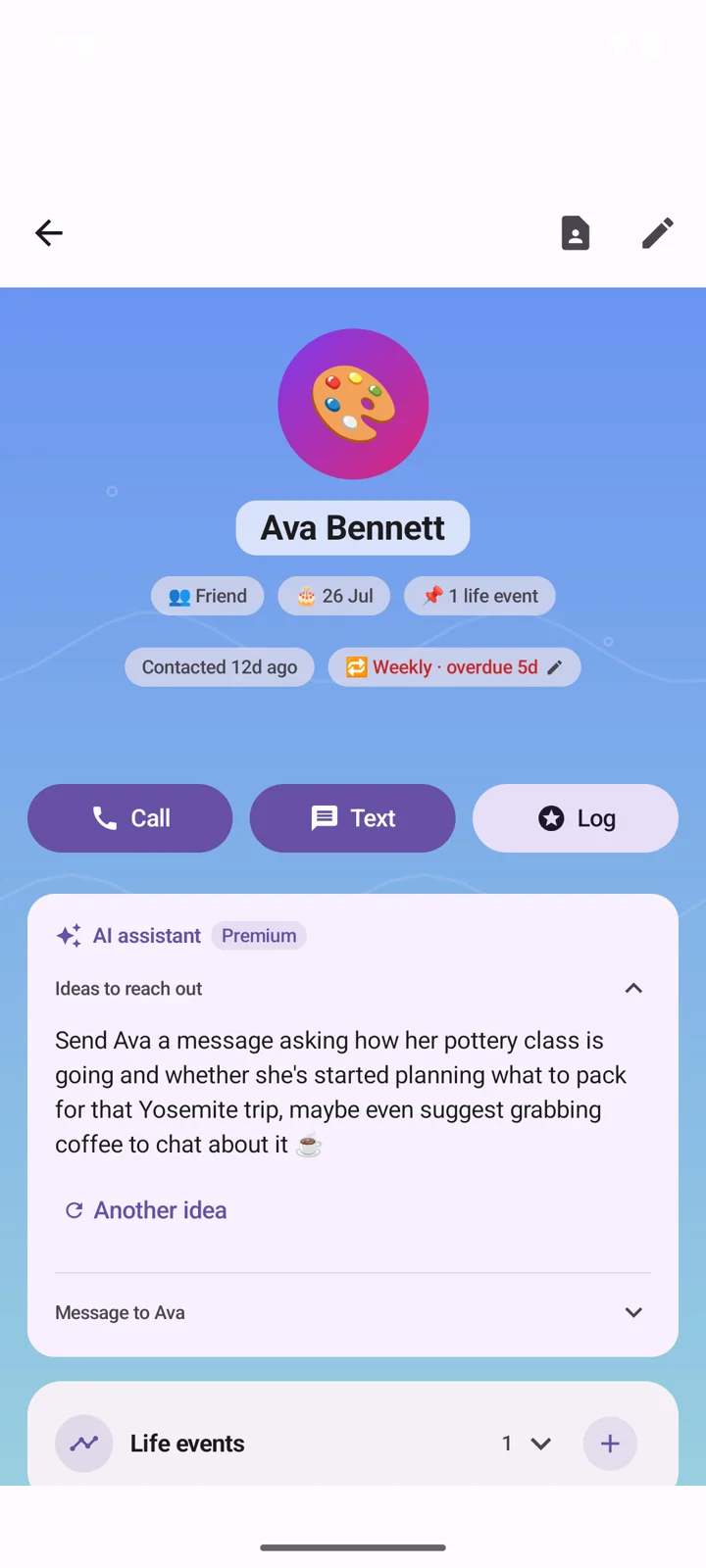AI suggestion for how to reach out